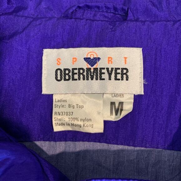 Vintage Obermeyer Jacket Womens M Medium Blue Snap Buttons Big Top Lightweight - Picture 9 of 11